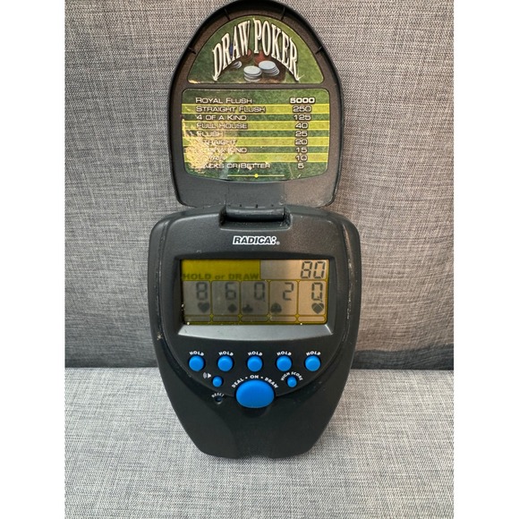 Radica Other - Radica Draw Poker Handheld Electronic Game Black Clamshell Portable Retro Toy